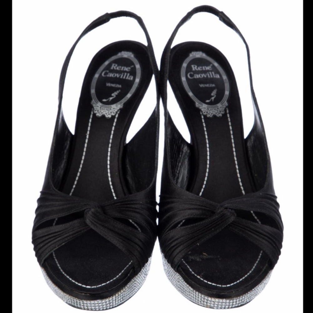 René Caovilla Satin Crystal Embellishments
Slingback Sandals